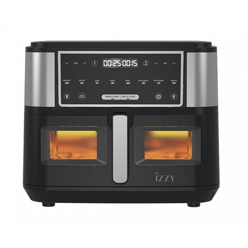 Izzy IZ-8225 Air Fryer με Διπλό Αποσπώμενο Κάδο 10lt Ασημί